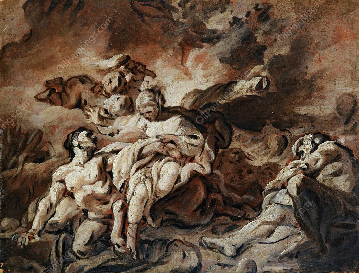 Nessus Offering His Poisoned Tunic To Dejanire by Jean-Baptiste Deshays - Hand-Painted Oil Painting Reproduction