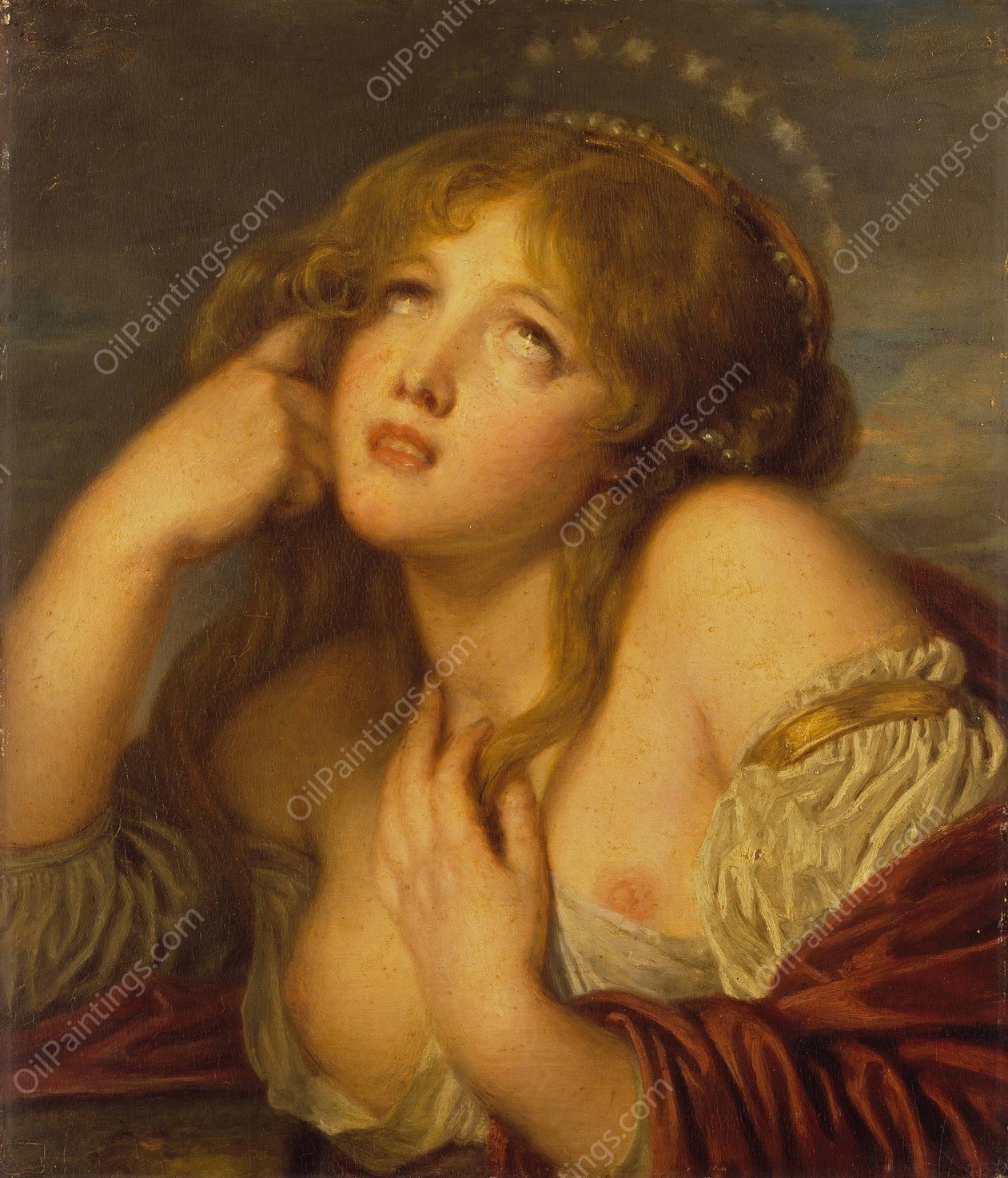 Ariadne  by Jean-Baptiste Greuze - Hand-Painted Oil Painting Reproduction