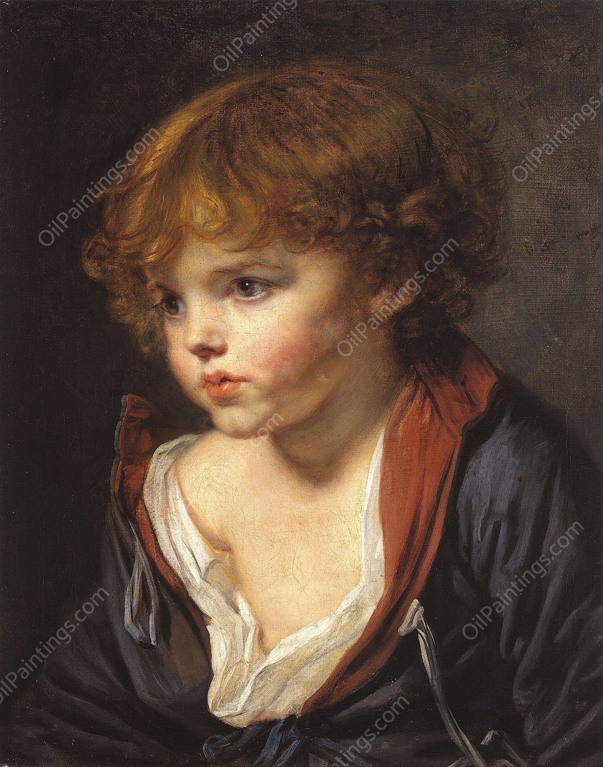 Petit Garcon blond a la chemise ouverte  by Jean-Baptiste Greuze - Hand-Painted Oil Painting Reproduction