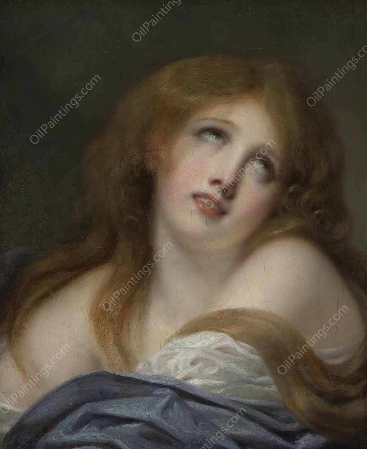 The Bust of a Young Girl, Called Virginie by Jean-Baptiste Greuze - Hand-Painted Oil Painting Reproduction