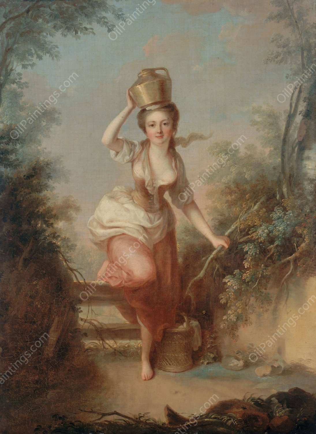 La Laitiere by Jean-Baptiste Huet - Hand-Painted Oil Painting Reproduction