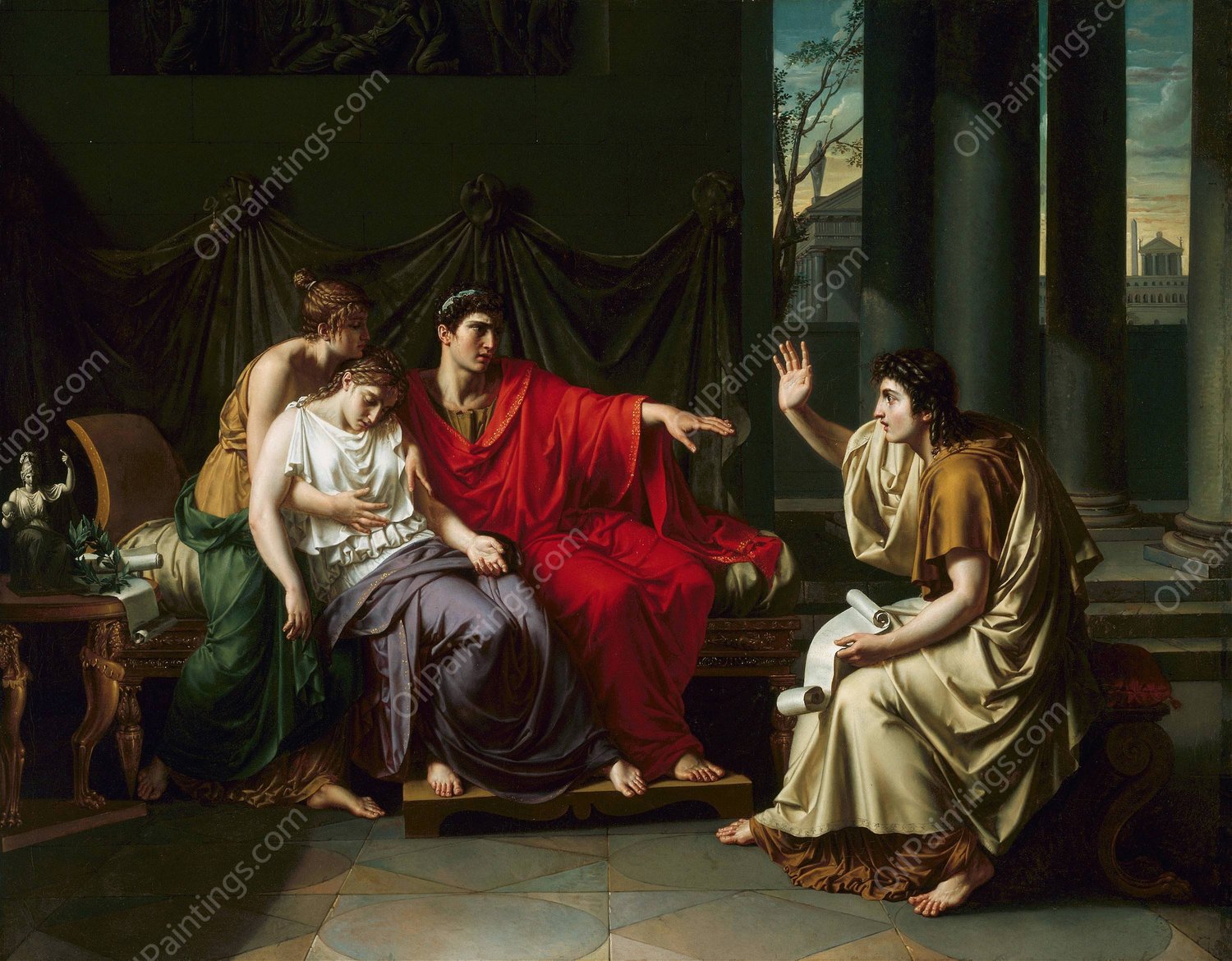 Virgil Reading The 'Aeneid' To Augustus, Octavia, and Livia  by Jean Baptiste Joseph Wicar - Hand-Painted Oil Painting Reproduction
