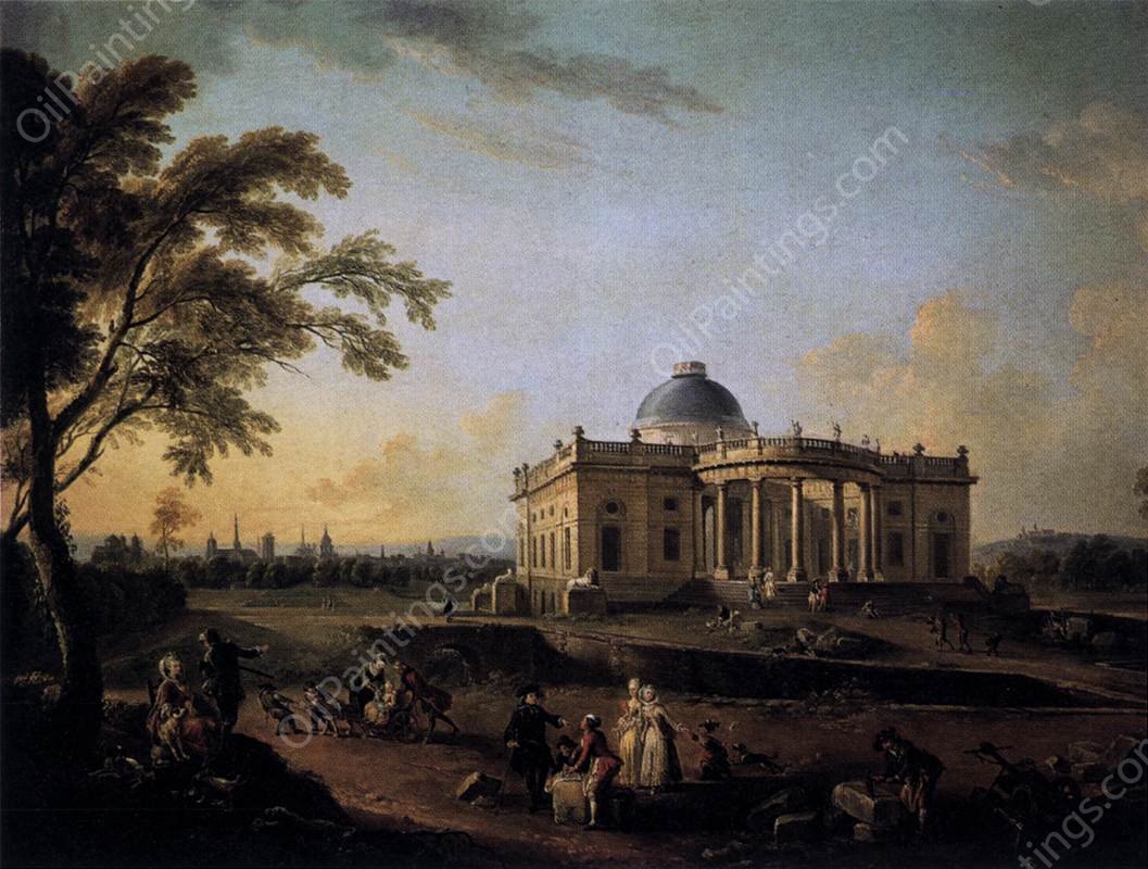 View of the Chateau de Montmusard by Jean-Baptiste Lallemand - Hand-Painted Oil Painting Reproduction