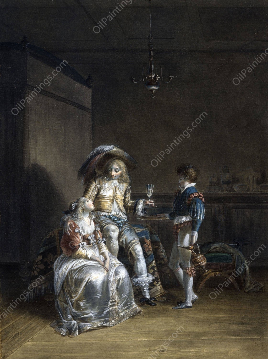 Le Galant militaire  by Jean-Baptiste Mallet - Hand-Painted Oil Painting Reproduction