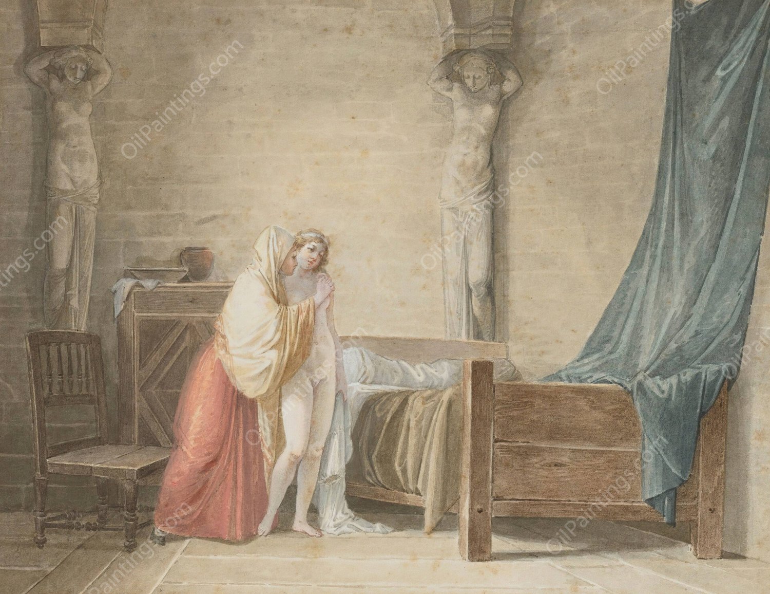 Les Derniers Conseils by Jean-Baptiste Mallet - Hand-Painted Oil Painting Reproduction