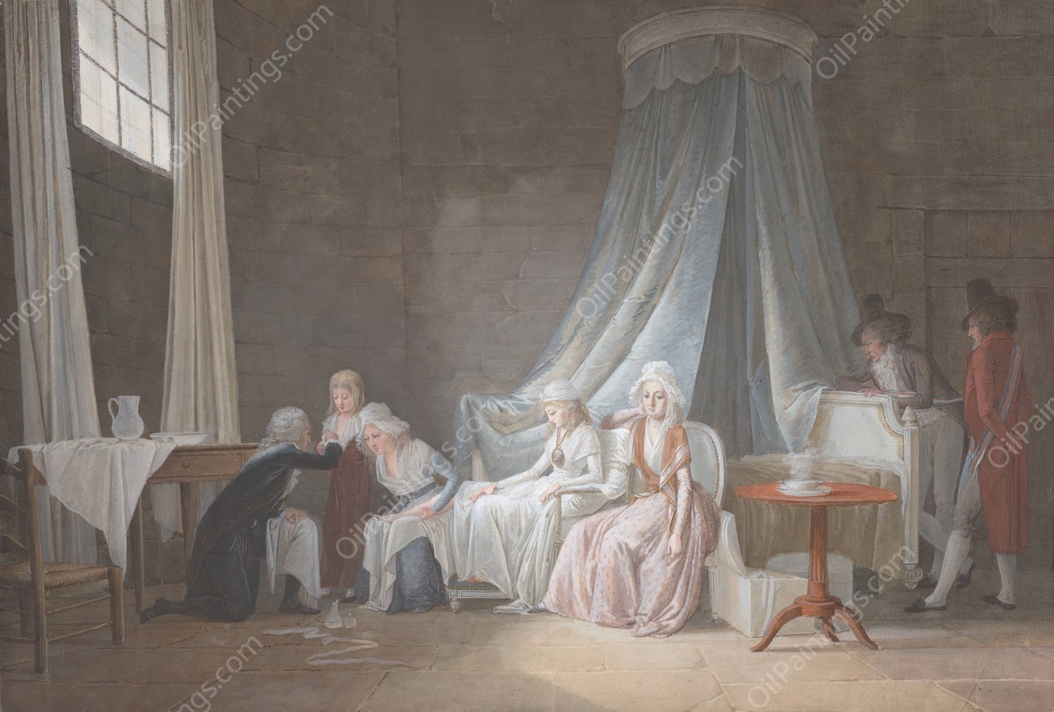 Madame Royale Cared for by Doctor Brunier, January 24, 1793  by Jean-Baptiste Mallet - Hand-Painted Oil Painting Reproduction
