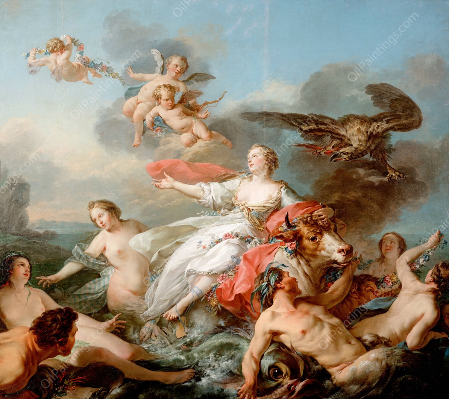 The Abduction of Europa  by Jean Baptiste Marie Pierre - Hand-Painted Oil Painting Reproduction