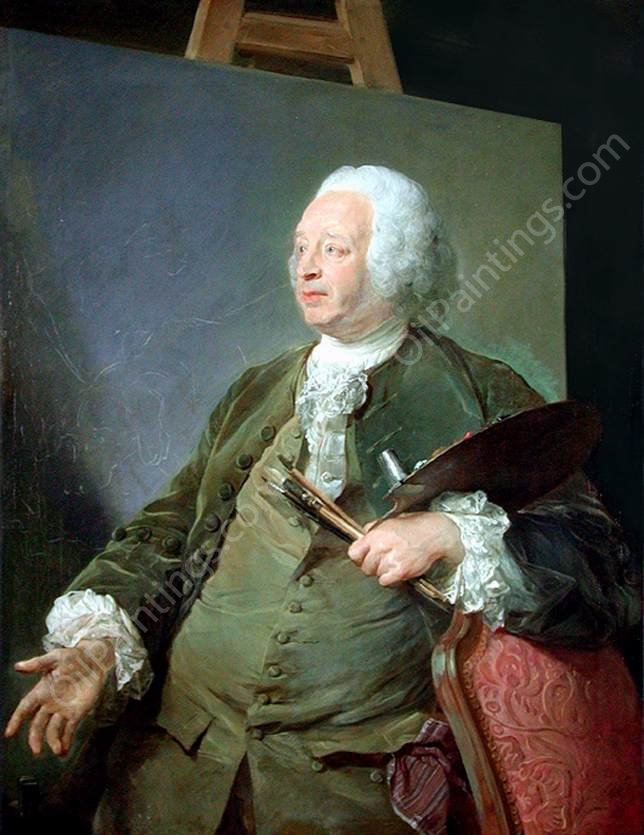 Portrait of Jean-Baptiste Oudry by Jean-Baptiste Perronneau - Hand-Painted Oil Painting Reproduction