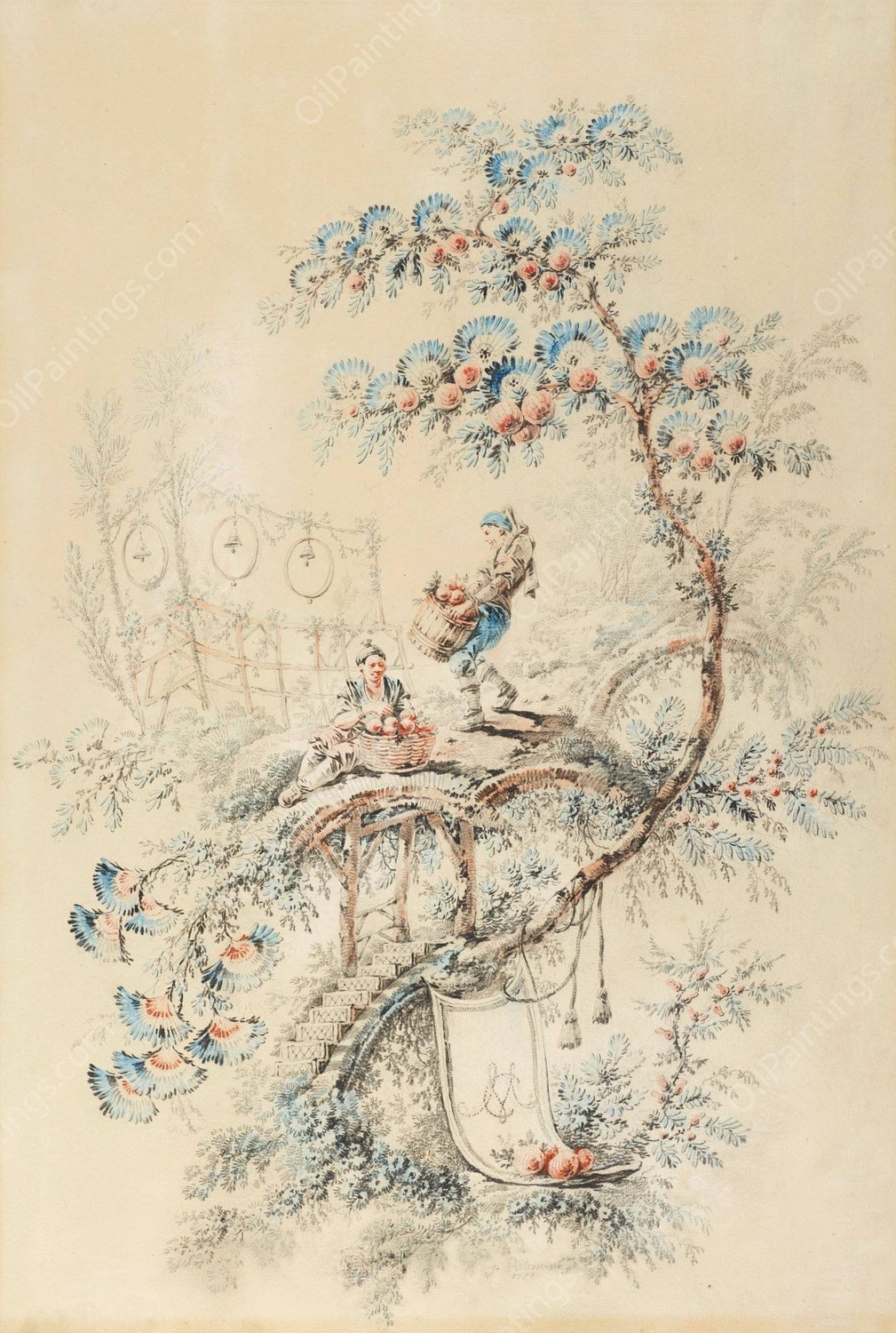 Chinoiserie Designs  by Jean-Baptiste Pillement - Hand-Painted Oil Painting Reproduction