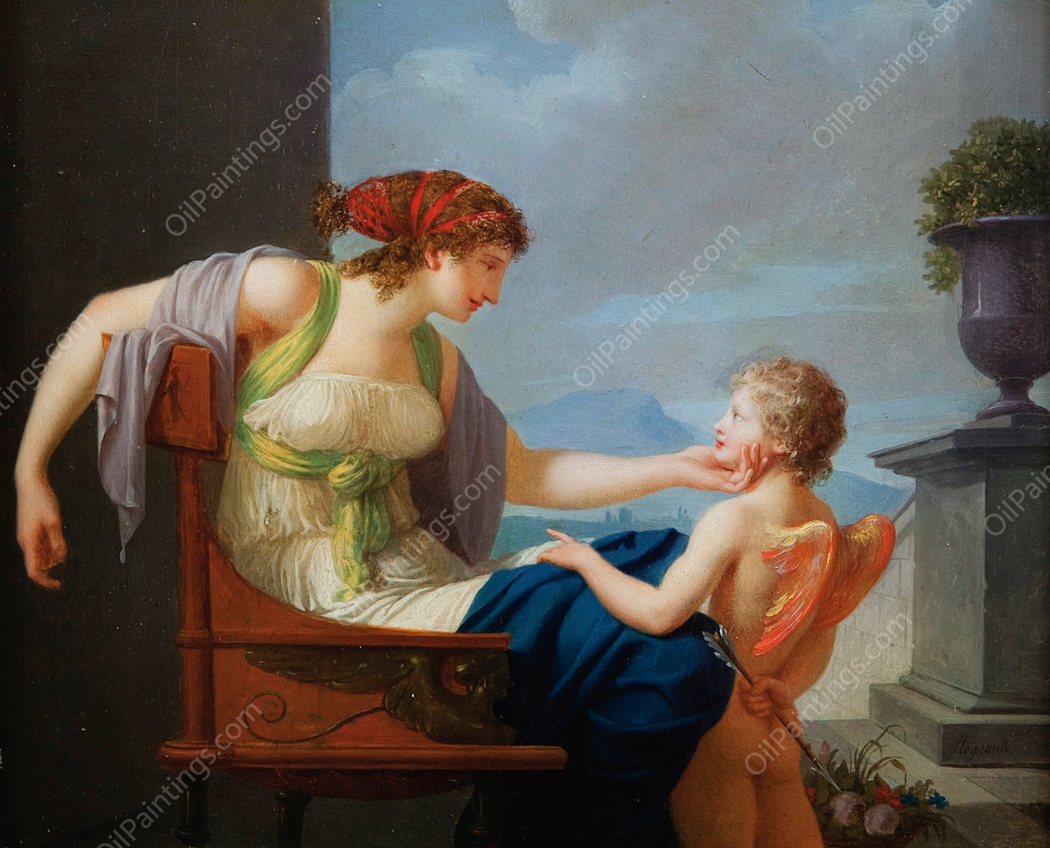 Venus And Cupid by Jean-Baptiste Regnault - Hand-Painted Oil Painting Reproduction