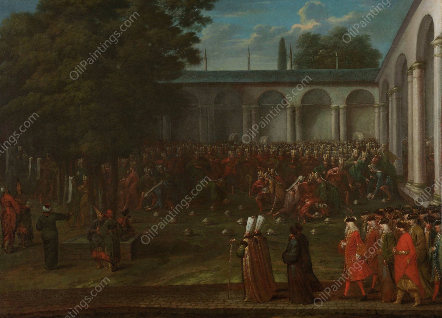 Cornelis Calkoen on his Way to his Audience with Sultan Ahmed III  by Jean Baptiste Vanmour - Hand-Painted Oil Painting Reproduction