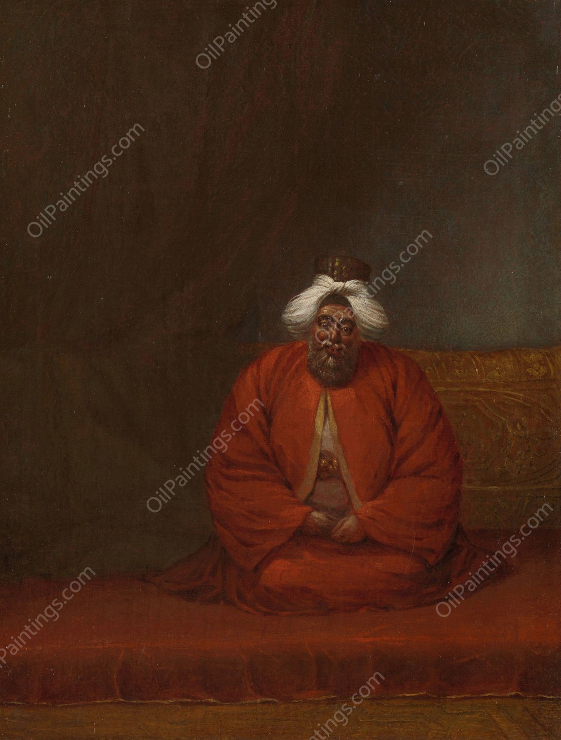 De moefti, hoofd van de religieuze zaken  by Jean Baptiste Vanmour - Hand-Painted Oil Painting Reproduction