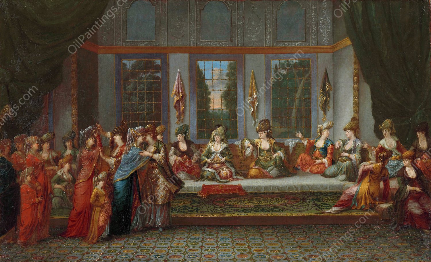 Greek Wedding  by Jean Baptiste Vanmour - Hand-Painted Oil Painting Reproduction