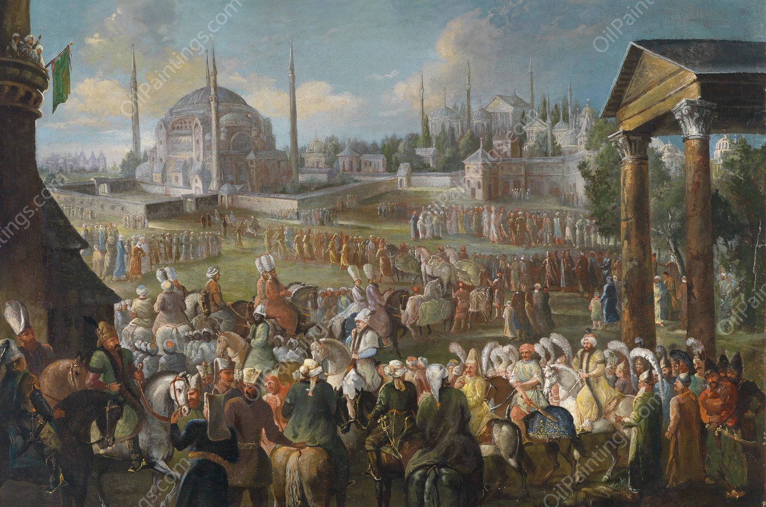 Prozession des Sultans in Istanbul by Jean Baptiste Vanmour - Hand-Painted Oil Painting Reproduction