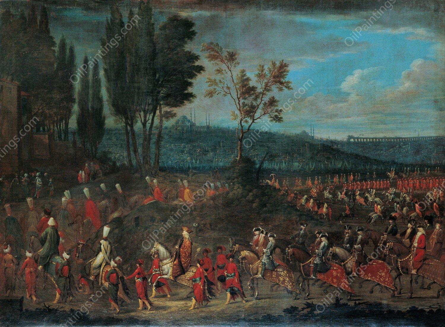 The Ambassadorial Procession by Jean Baptiste Vanmour - Hand-Painted Oil Painting Reproduction