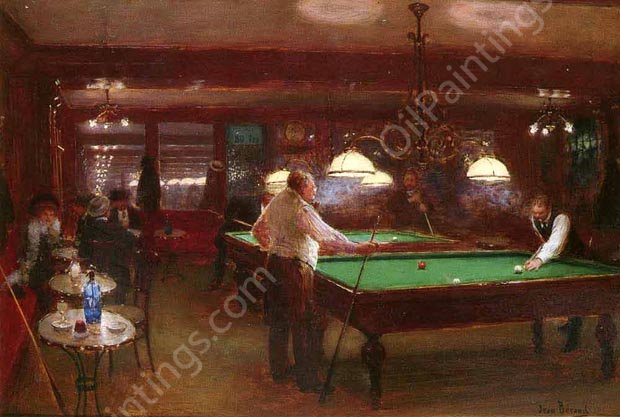 La Partie De Billard by Jean Beraud - Hand-Painted Oil Painting Reproduction