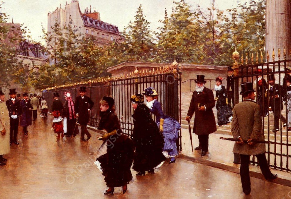 Sortant De La Madeleine, Paris by Jean Beraud - Hand-Painted Oil Painting Reproduction