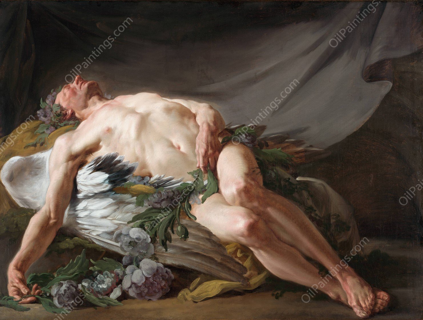 Sleep  by Jean Bernard Restout - Hand-Painted Oil Painting Reproduction