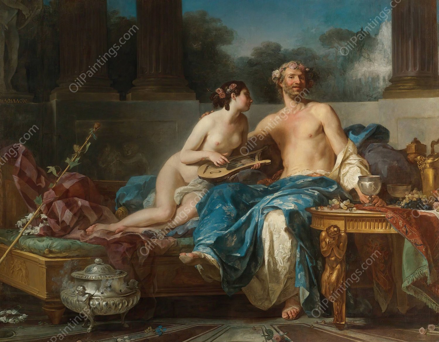 The Pleasures Of Anacreon by Jean Bernard Restout - Hand-Painted Oil Painting Reproduction