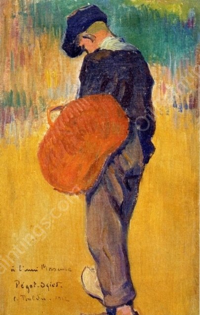Breton Boy with Basket by Jean-Bertrand Pegot-Ogier - Hand-Painted Oil Painting Reproduction