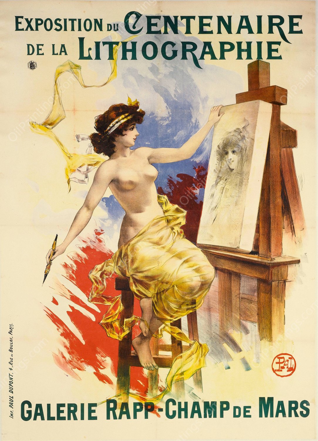Exposition Du Centenaire, De La Lithographie Galerie Rapp- Champ De Mars  by Jean De Paleologue - Hand-Painted Oil Painting Reproduction
