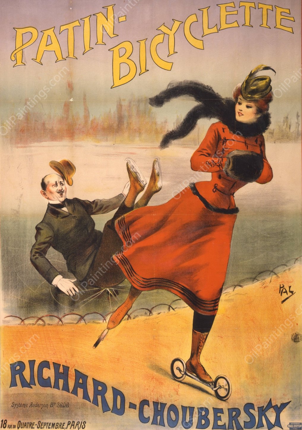 Patin-bicyclette — Richard-Choubersky  by Jean De Paleologue - Hand-Painted Oil Painting Reproduction