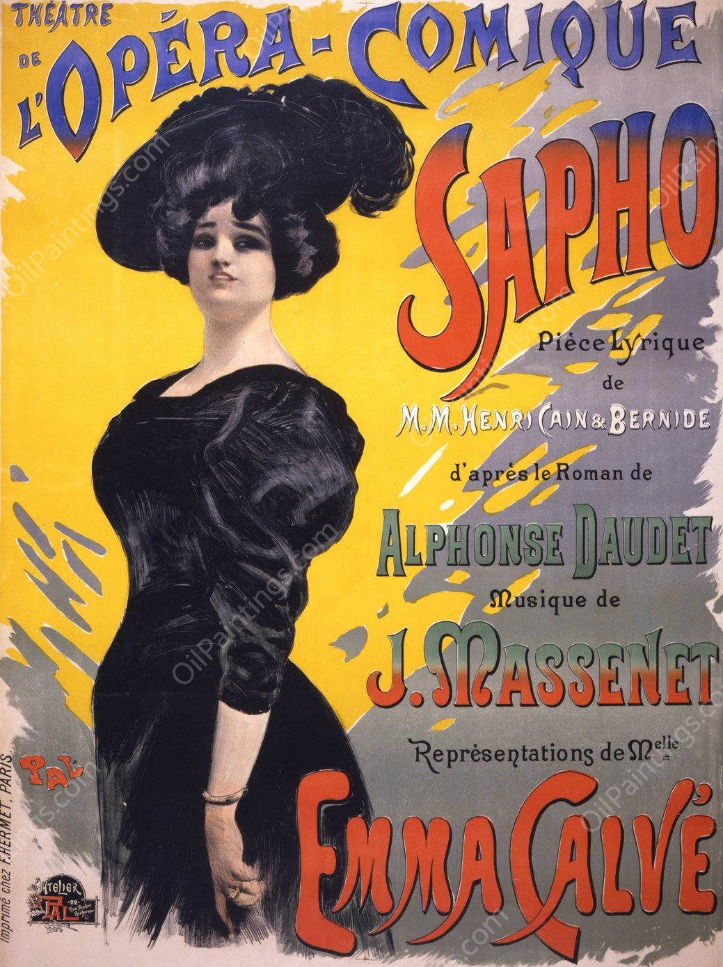 Sapho; Theatre de l'Opera-Comique  by Jean De Paleologue - Hand-Painted Oil Painting Reproduction