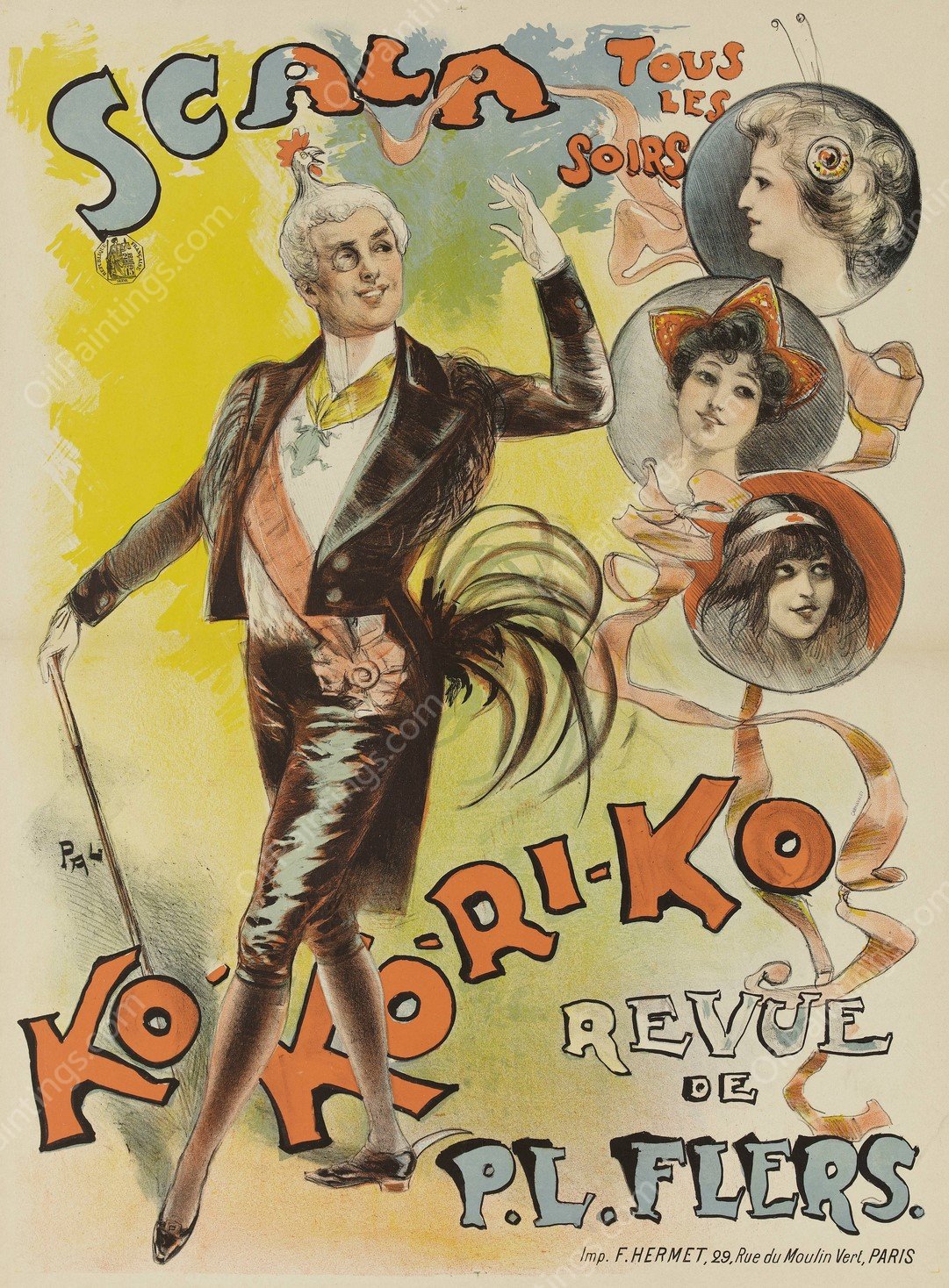 Scala Tous Les Soirs Ko-Ko-Ri-Ko  by Jean De Paleologue - Hand-Painted Oil Painting Reproduction