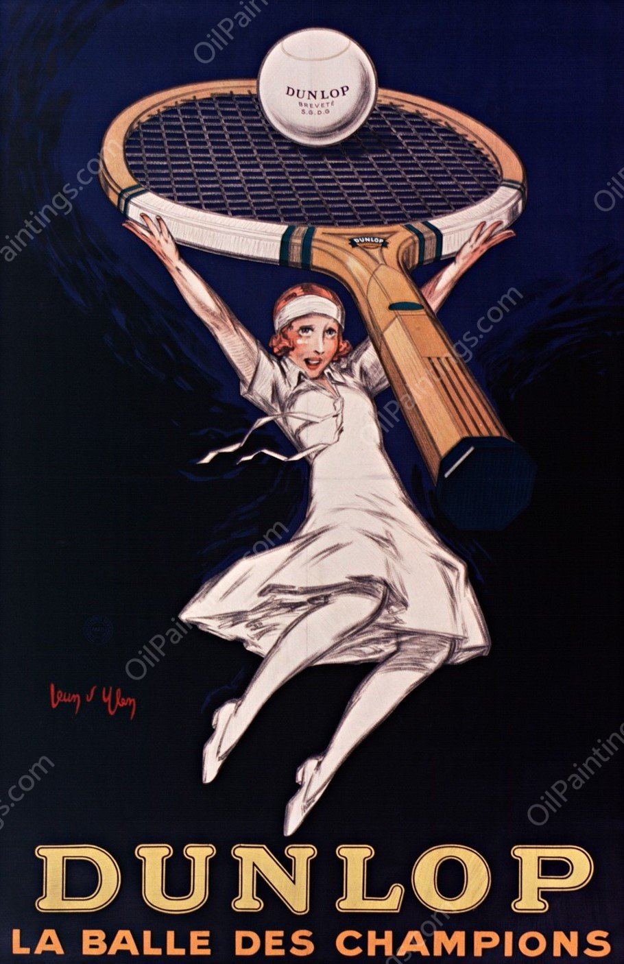 Dunlop, la balle des champions  by Jean D'Ylen - Hand-Painted Oil Painting Reproduction