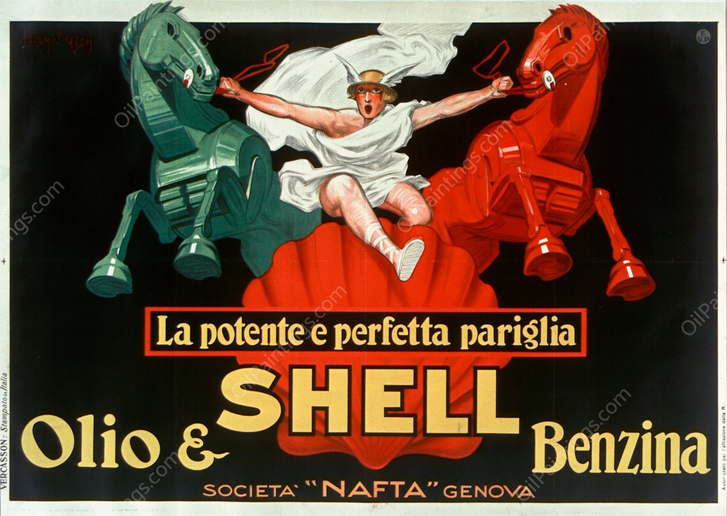 La Potente e perfetta pariglia Shell  by Jean D'Ylen - Hand-Painted Oil Painting Reproduction