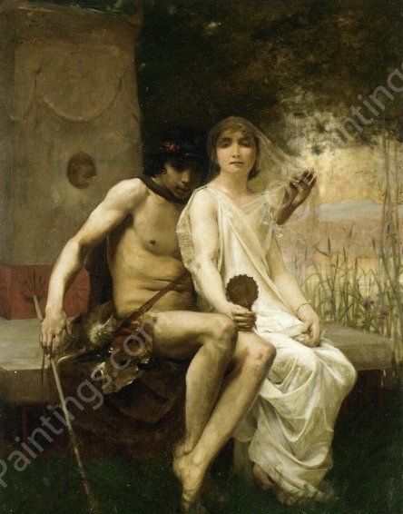 Lycenion et Daphnis by Jean-Eugene Buland - Hand-Painted Oil Painting Reproduction