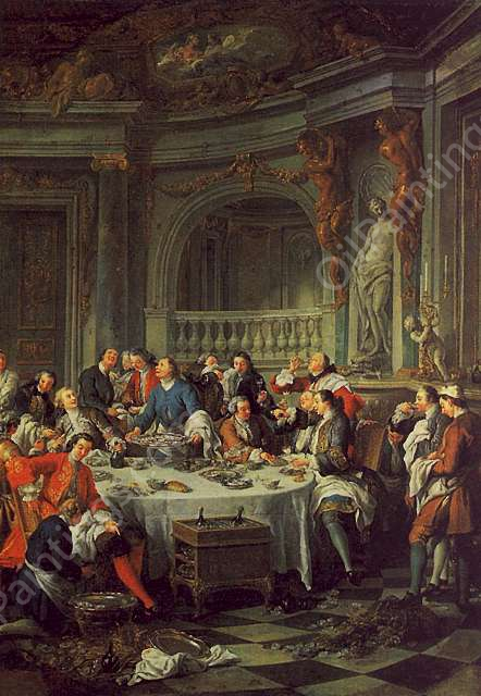 The Oyster Lunch by Jean Francois De Troy - Hand-Painted Oil Painting Reproduction