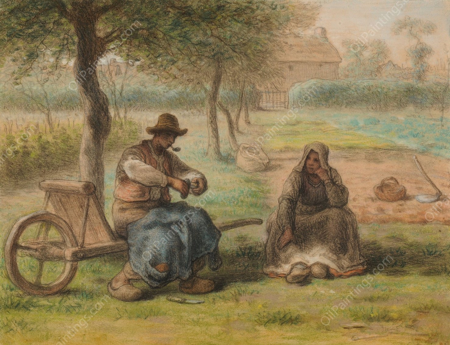 Le Repos au milieu du jour  by Jean-Francois Millet - Hand-Painted Oil Painting Reproduction