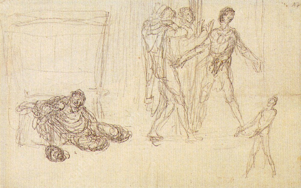 The Drunkeness of Noah by Jean-Francois Millet - Hand-Painted Oil Painting Reproduction