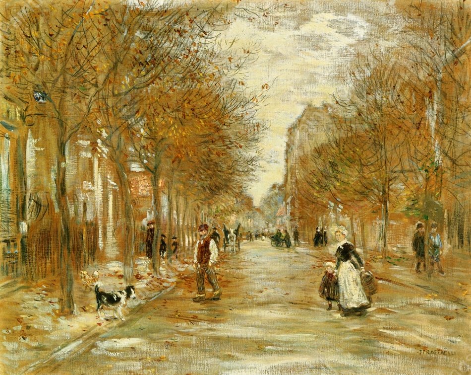 Boulevard in Asnieres by Jean-Francois Raffaelli - Hand-Painted Oil Painting Reproduction