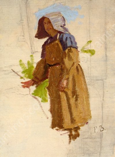 Grape Picker in a Cap by Frederic Bazille - Hand-Painted Oil Painting Reproduction