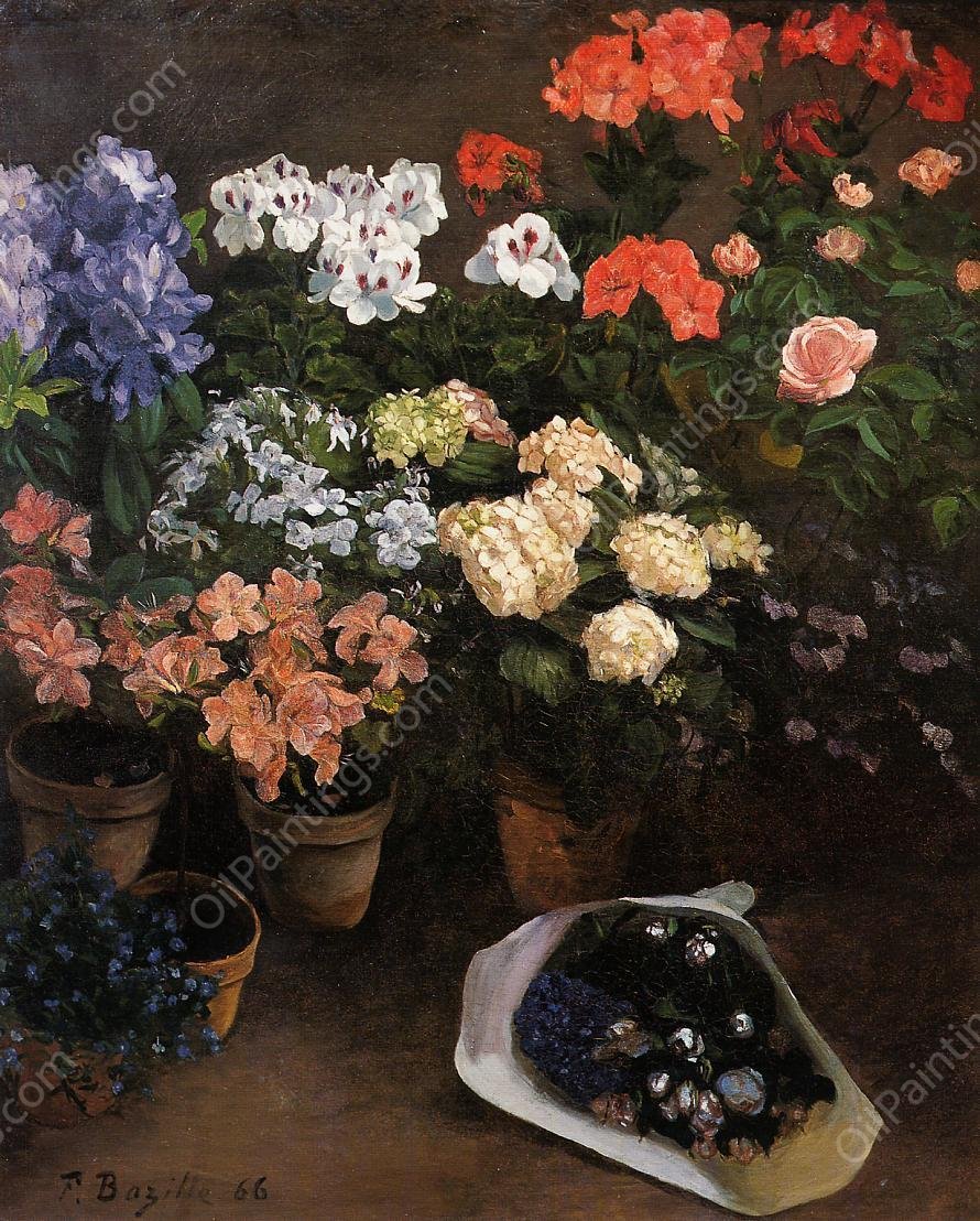 Study of Flowers by Frederic Bazille - Hand-Painted Oil Painting Reproduction