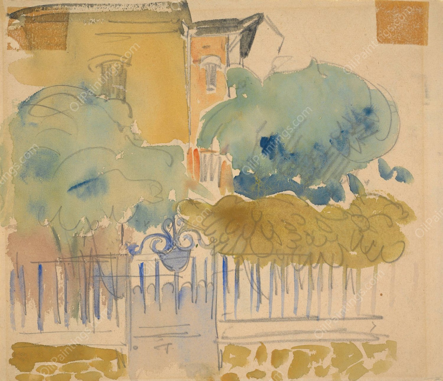 Maison de Campagne  by Jean Hippolyte Marchand - Hand-Painted Oil Painting Reproduction