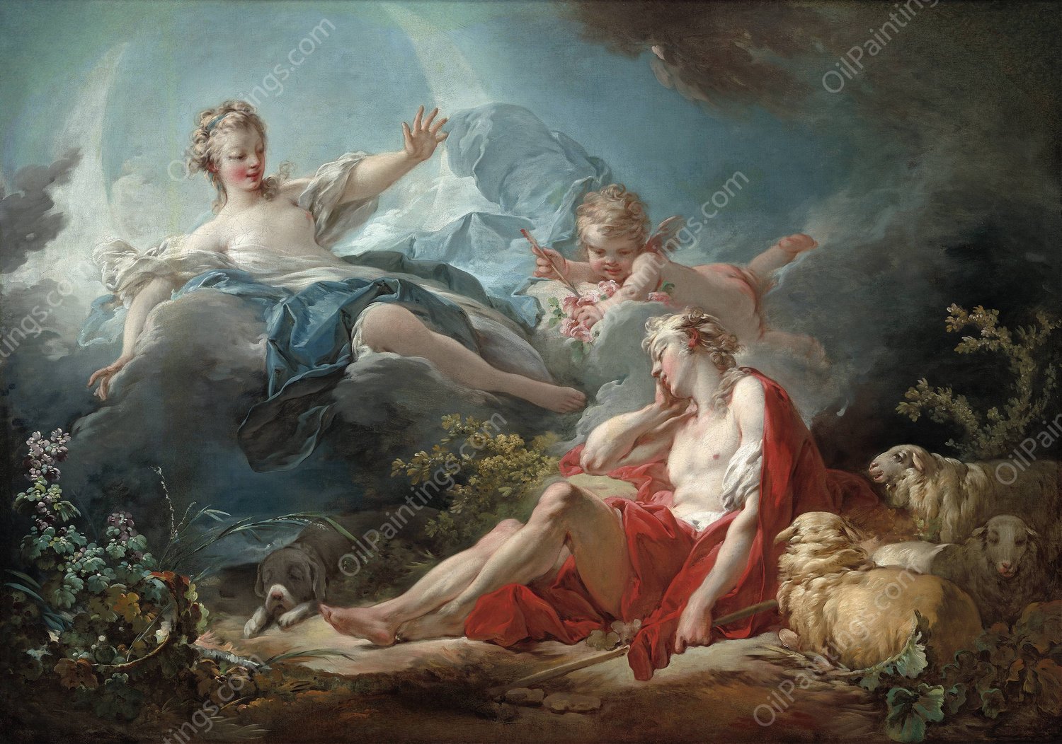 Diana and Endymion  by Jean-Honore Fragonard - Hand-Painted Oil Painting Reproduction
