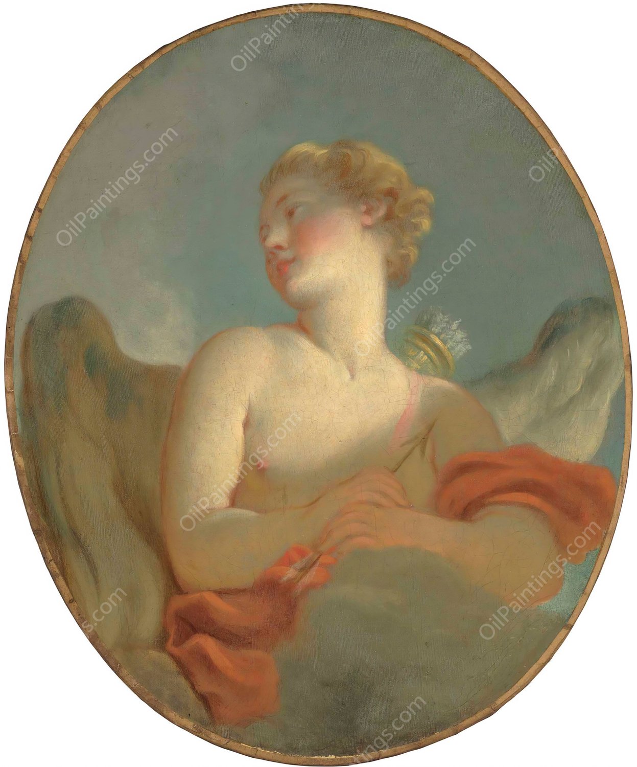 L'Amour; said to be a Portrait of Marie Catherine Colombe  by Jean-Honore Fragonard - Hand-Painted Oil Painting Reproduction
