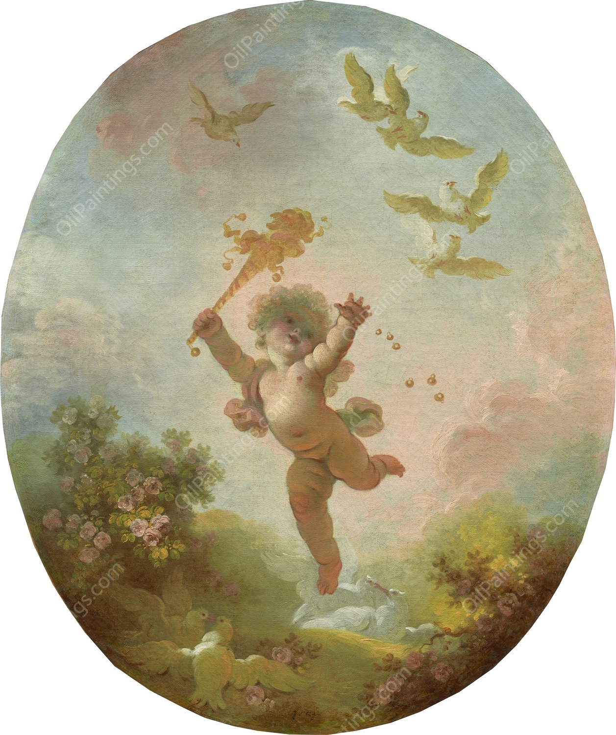 Love As Folly  by Jean-Honore Fragonard - Hand-Painted Oil Painting Reproduction