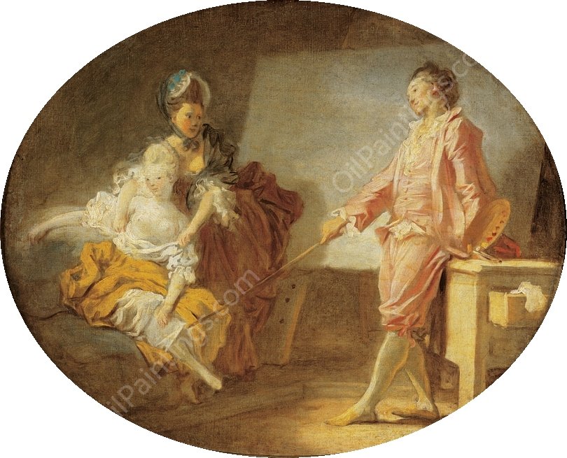 The Debut of the Model by Jean-Honore Fragonard - Hand-Painted Oil Painting Reproduction