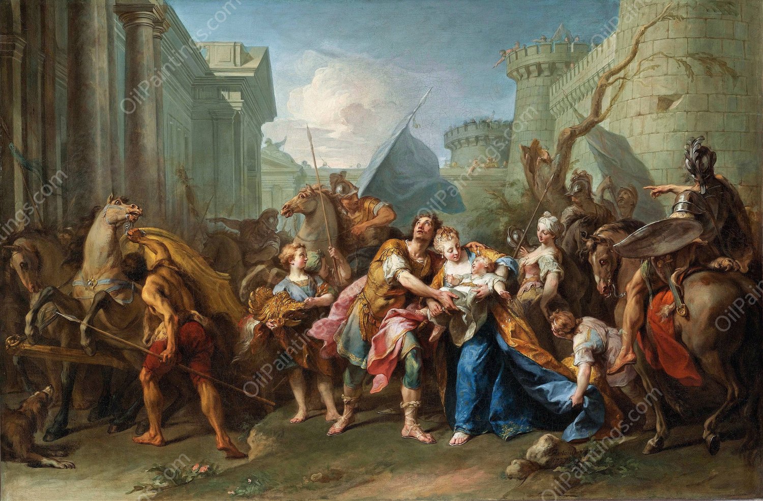 Hector Taking Leave Of Andromache  by Jean Ii Restout - Hand-Painted Oil Painting Reproduction