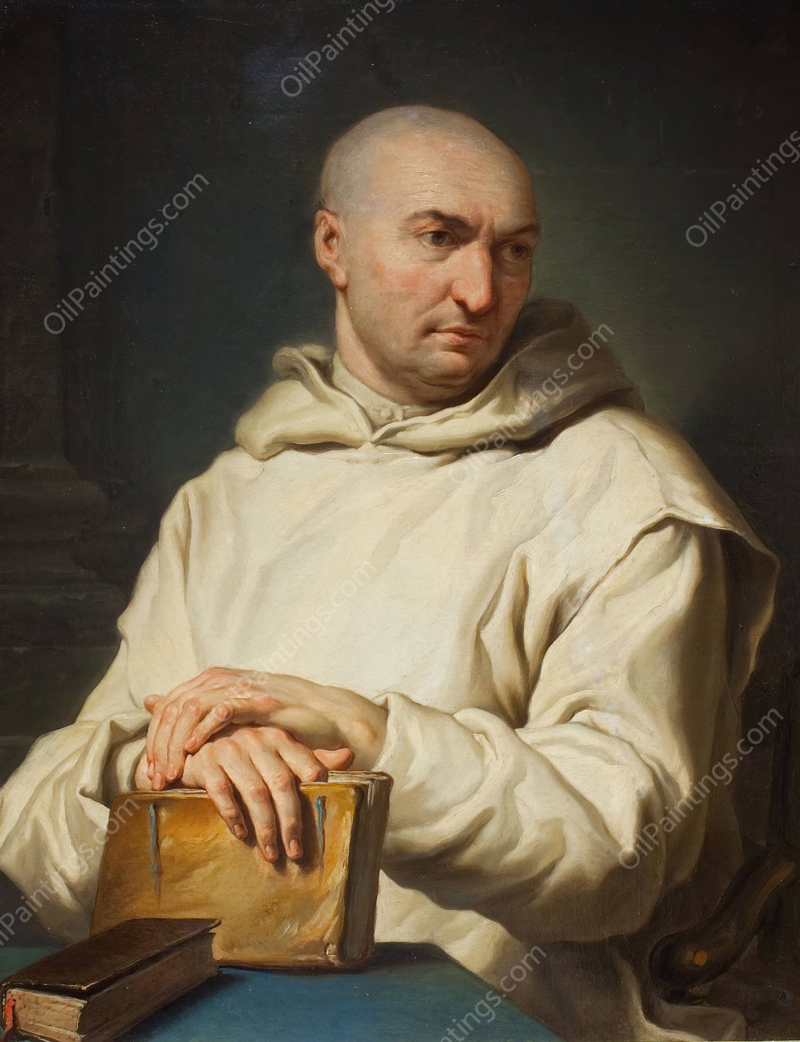 Portrait of a Carthusian Monk  by Jean Ii Restout - Hand-Painted Oil Painting Reproduction