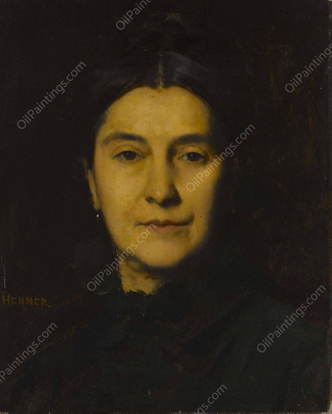 Portrait de Madame Herzog  by Jean-Jacques Henner - Hand-Painted Oil Painting Reproduction