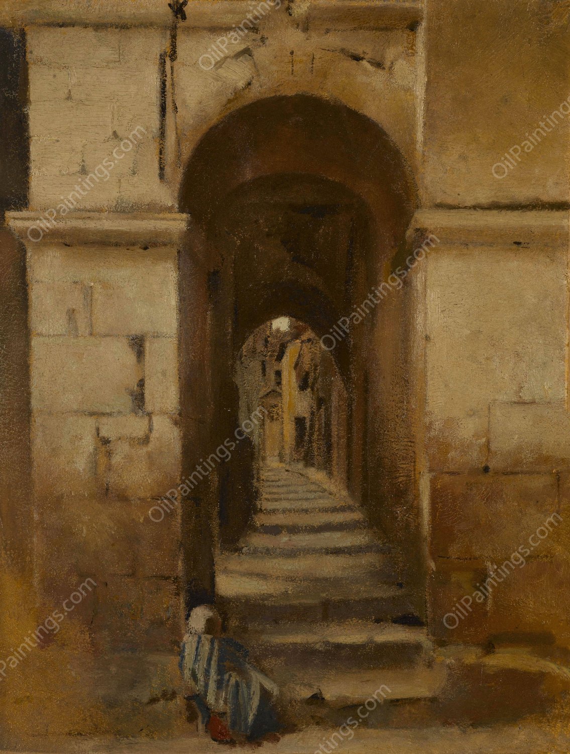 Ruelle a Rome  by Jean-Jacques Henner - Hand-Painted Oil Painting Reproduction