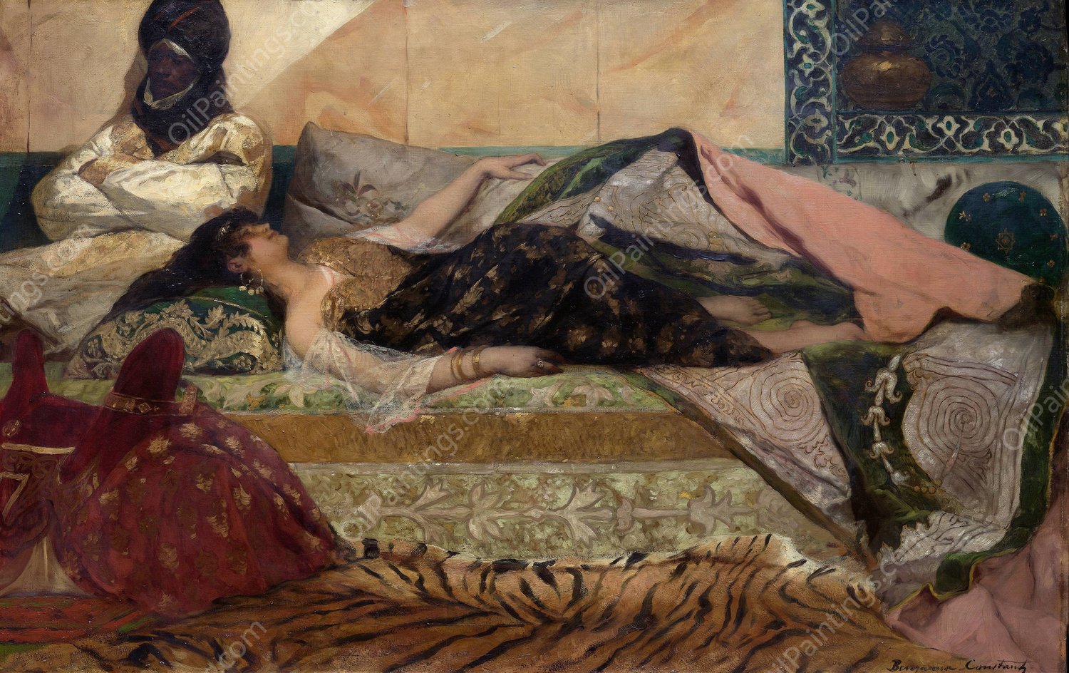 Odalisque by Jean-Joseph-Benjamin Constant - Hand-Painted Oil Painting Reproduction