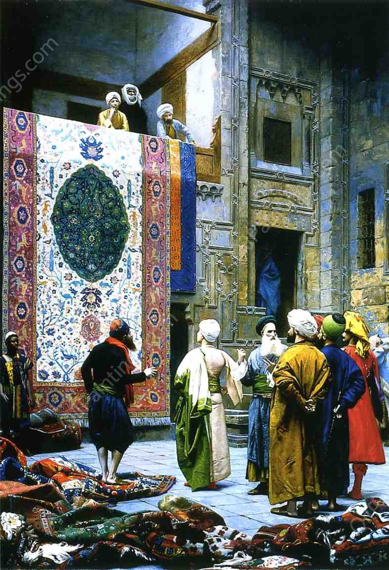Carpet Merchant in Cairo by Jean-Leon Gerome - Hand-Painted Oil Painting Reproduction