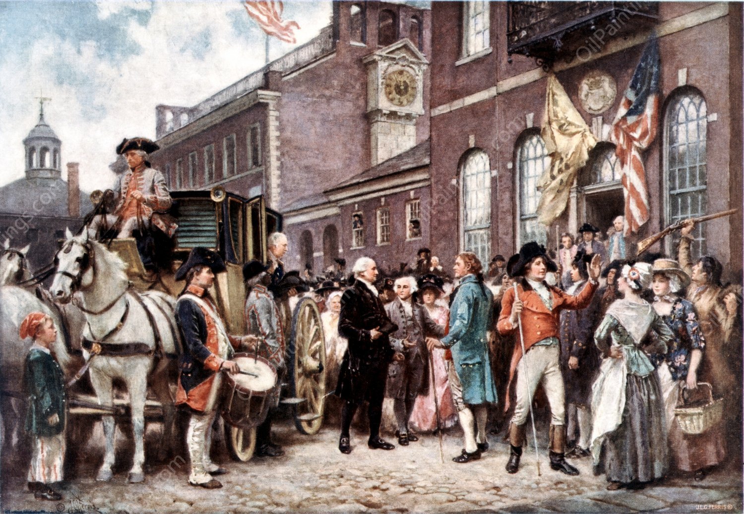 Washington's Inauguration at Philadelphia by Jean-Leon Gerome Ferris - Hand-Painted Oil Painting Reproduction
