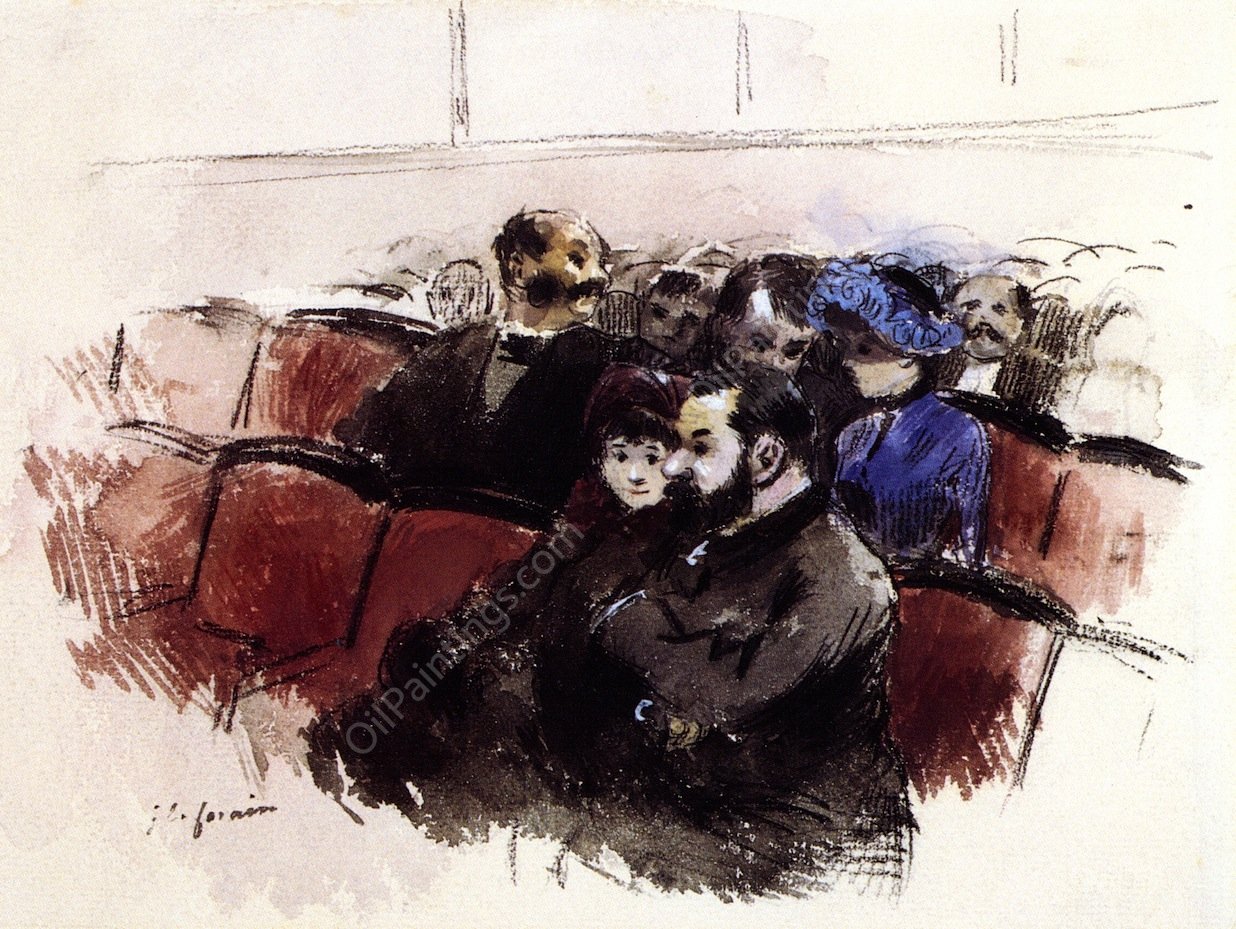 At the Theater, Orchestra Seats by Jean-Louis Forain - Hand-Painted Oil Painting Reproduction